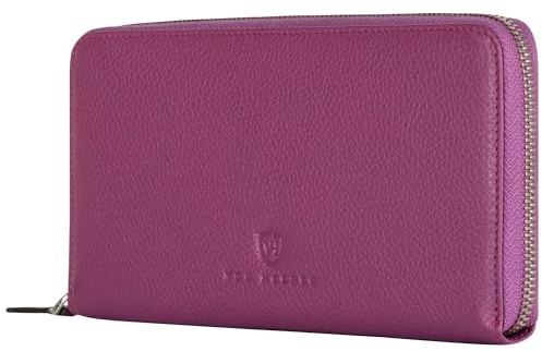 VON HEESEN Leder Geldbörse mit RFID-Schutz - Portemonnaie für Damen & Herren aus echtem Leder - Wallet mit Münzfach - Geldbeutel für Frauen und Männer in Pink
