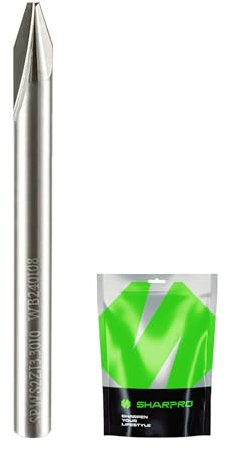 SHARPRO Chamfer End Mill Carving Liner V-bit 30 Degree 1/8 Inch Shank Carbide 2 Flute 1mm Tip CNC V-Groove Router Bit for Engraving and Profile Carving