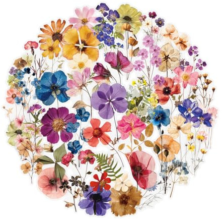 OUDQFCJ 100 unidades, adhesivos de plantas PET, calcomanías para álbumes de recortes, decorativas y stickers aesthetic naturales, juego de transparentes florales para suministros y manualidades