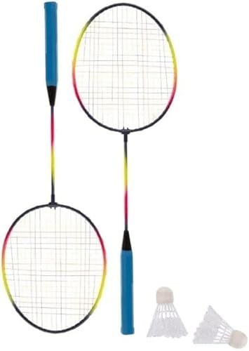 Neel Saanjh Rainbow Design Badminton Kit for Kids, 2 Lightweight Rackets & 2 Durable Shuttlecocks, Vibrant Outdoor Sports Toy for Boys & Girls Ages 3+, Beginner-Friendly Badminton Set, Fun Gift Idea