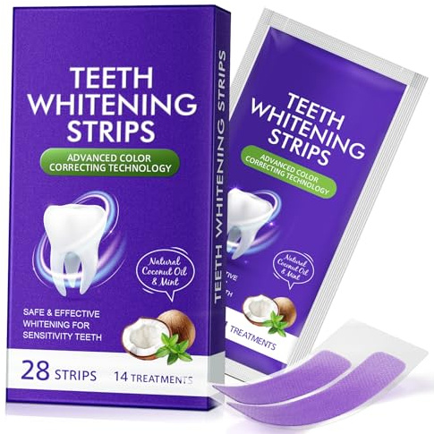Bande Blanchiment Dentaire Violet,28 Bande 14 Ensembles Blanchisseur de Dents Sans Danger pour l'Émail, Formule Non Sensible