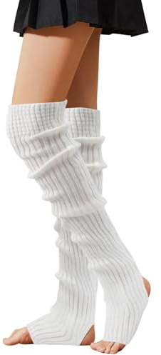 Risipu Leg Warmers for Women Yoga Socks Ballet Dance,Legwarmers Girls Fashion Accessories Fall Winter Gifts (White, One Size)