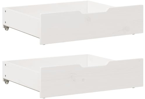 Genérico Cajones Debajo Cama 2 uds Madera Maciza Pino Blanco 75x55x17 cm,Productos del hogar,Organización y Almacenamiento,Cajones de almacenaje doméstico,850933