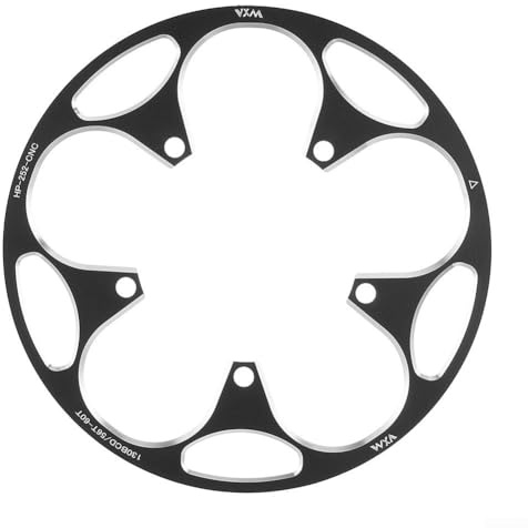Comgooldool Aluminiumlegering cykelkedjeskydd 130 BCD för 50 T-60 T kedjehjul, lätt vevplatta skydd med stämplad struktur för vägcykling, säkerhetsskydd, svart (56T-60T svart)