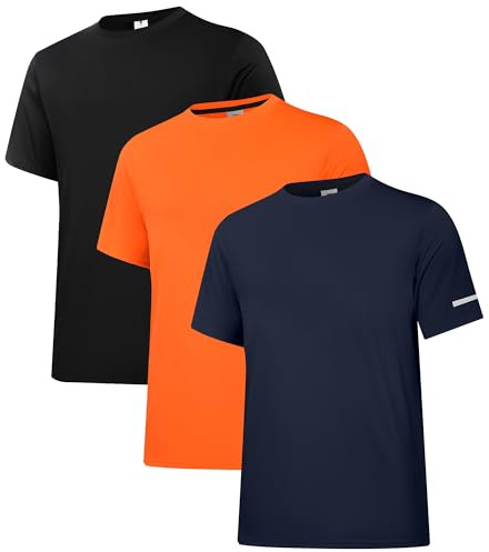Holure 1 eller 3-pack herr Rash Guard UPF 50+ solskydd kortärmad t-shirt lättvikt snabbtorkande SPF UV simma t-tröjor, 3-pack: svart/marinblå/orange, M