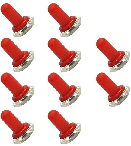 Mintice 10 X Rouge 12mm Rocker en Caoutchouc Interrupteur à Bascule Bouton Chapeau Botte imperméable Capuchon