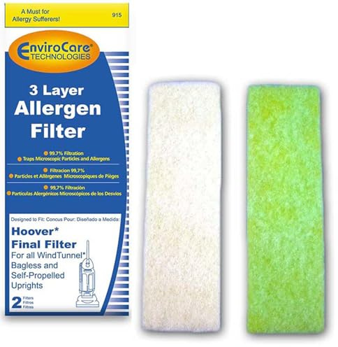 EnviroCare Premium Replacement 3 layer Final Vacuum Cleaner Filters made to fit Hoover WindTunnel Self Propelled, Bagless, Upright, Widepath, Empower, Foldaway, PowerMax Vacuum Cleaners, 2 Filters