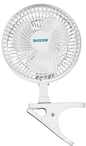 Hurricane Classic 6 Inch Clip Fan, 2 Speed Portable Desk Table Fan with Tilt, White