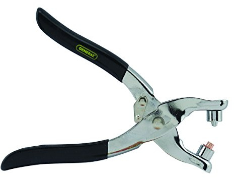 General Tools 71 Eyelet Setting Pliers, With 100 5/32 Inch (4mm) Eyelets In Copper, Silver & Gold Finishes For Use In Leather, Plastic, Rubber, Canvas and Cardboard