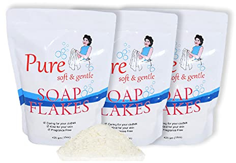 Playlearn Original Pure Soap Flakes Boxed for Laundry -Pack of 3 Fragrance-Free Soap Flakes for Washing Machine Vegan Friendly-No Allergens Laundry Soap for Clothes Washing