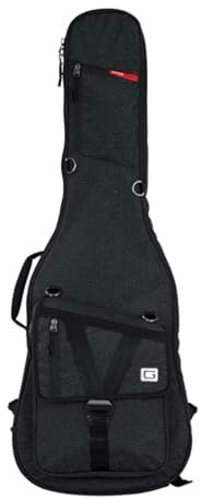 Gator Cases Transit Series Lightweight Electric Guitar Gig Bag with Back Pack Straps and Rubberized Base, Charcoal Black Exterior (GT-ELECTRIC-BLK)
