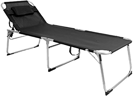 FineHome Klappbare XXL Gartenliege L200xB70xH45/95cm Sonnenliege Liege mit Kissen gepolstert schwarz Relaxliege