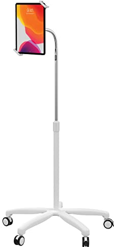 Medical Mobile Stand – CTA Medical Mobile Floor Stand for iPad 10th Gen 10.9- iPad 7/8/9 Gen 10.2-12.9” - iPad Pro - 11”- iPad Pro - iPad Mini - iPad Air 4 - Surface Pro X & More - White (PAD-SHFSW)