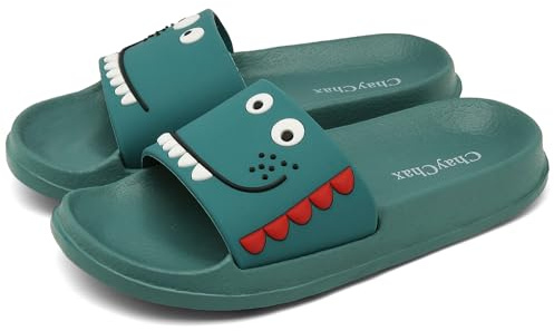 ChayChax Ciabatte da Spiaggia e Piscina per Ragazzi e Ragazze Antiscivolo Pantofole da Bagno e Doccia Leggeri Sandali a Punta Aperta,Verde B,28/29 EU=Fabbricante 29
