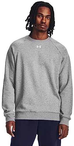Under Armour Rival Fleece Crew T-Shirt, (025) Castlerock Light Heather/Blanc, XXL Grand Homme