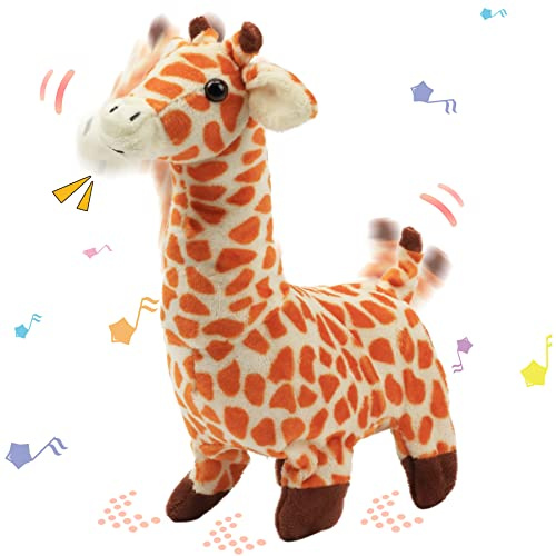 Hopearl Marcher Girafe électronique Interactive Animaux de Compagnie Peluche Jouet jirafa, Animation rocktail Cadeau avec des Sons et des Actions pour Les Tout - Petits Anniversaire, Brun, 9''
