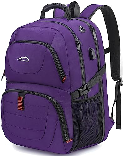 PROETRADE Extra Großer Rucksack Herren 50L Laptop Rucksack 17 Zoll Schulrucksack Laptoptasche Anti Diebstahl Business Reisen Arbeit Notebook College Rucksack für Teenager Damen(Lila)