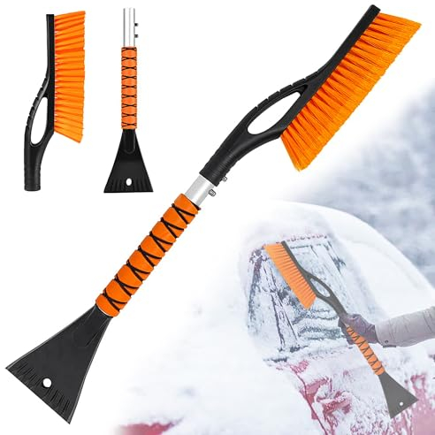 Eiskratzer Auto mit Besen - 2in1 Schneebesen Auto mit Eisbrecher Funktion, Ultra Auto Eiskratzer mit Ergonomischem Schaumstoffgriff für PKW, LKW und SUV (68CM) - Eiskratzer Auto mit Schneebesen - 2in1