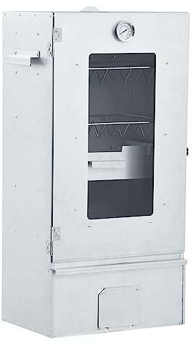 Sufrk Fumoir et four barbecue avec 1 kg de copeaux 44,5 x 29 x 83 cm, armoire fumoir électrique avec thermomètre adapté pour une utilisation en extérieur