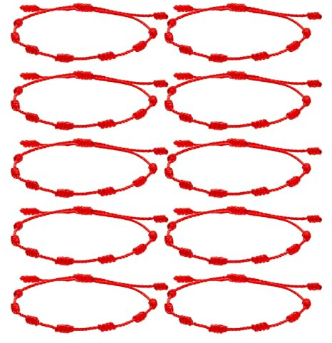 Pulsera Roja de Protección contra Mal de Ojo | Pulsera de Hilo Rojo Original para Suerte y Energía Positiva | Certificado REACH | Amuletos contra la Envidia. (Pack 10 Pulseras)