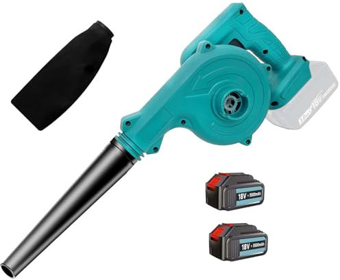 Akku Laubbläser für Makita 18V 2X 3.0AH Akku, 2-in-1 Elektrischer Laubsauger/Laubbläser,180CFM, 3.8m³/min,für die Beseitigung von Laub/Schlamm/Schnee/Autostaub