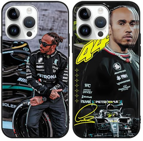 TBNMBGY 2 Stück Handyhülle für iPhone 14 Pro Max Hülle 6.7, TPU Weich Ultra Dünn Silikon Schwarz Schutzhülle mit Rennfahrer F1 Formel1 Muster Ästhetik Design Bumper Case,Auto