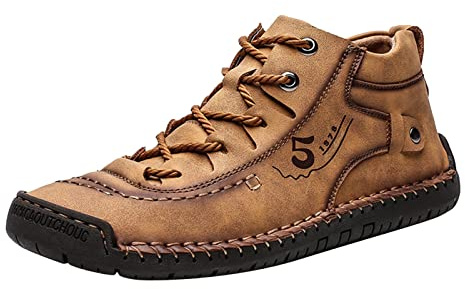 Chaussures en cuir pour homme - Chaussures de loisirs mi-hautes - Chaussures de travail douces et confortables - Chaussures d'été décontractées - Chaussures de marche à lacets - Chaussures de sport