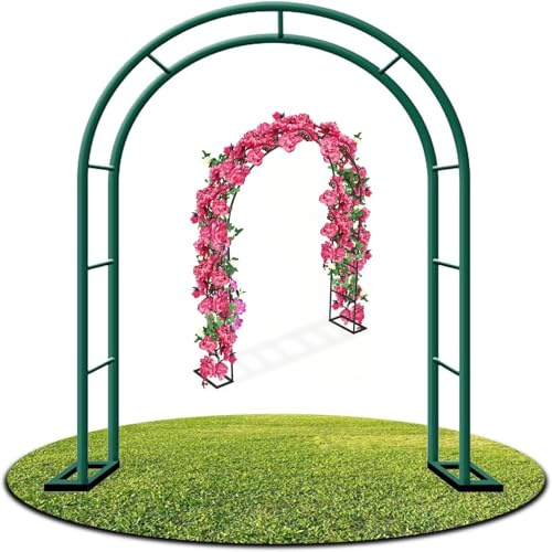 Arche de Jardin en Métal, Arche Rosier de Robuste, 80 140 180 200 240 280 300 350cm Arceau à Rosier, Arche Fleurs Extérieur pour Grimper, vignes et Plantes, Mariage, décoration de fête(Vert,W80 X H220
