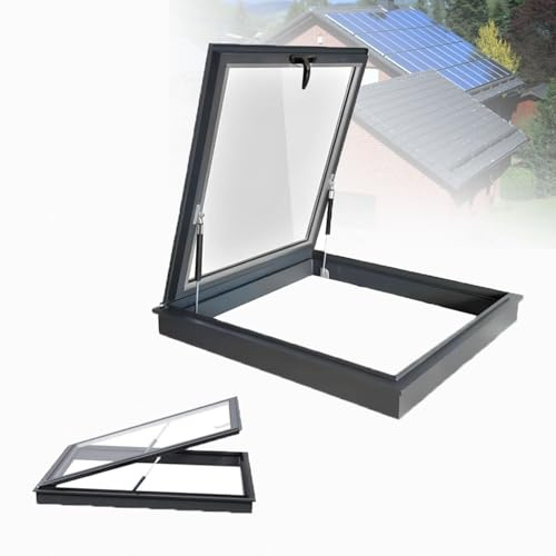 Escotilla de techo de tragaluz, ventana de iluminación de techo plano personalizable con vidrio templado para ver la casa,