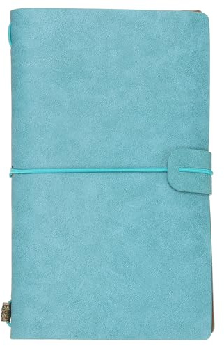 PATIKIL 1 Pcs Vintage Retro PU Leather Notebook, Refillable Notepaper Travel Journal Notebook for Travel Diary Planner, Sky Blue