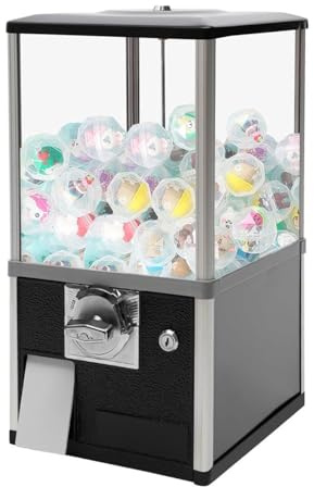 Dispensador de caramelos que funciona con monedas, máquina expendedora de 25 pulgadas, dispensador de caramelos de metal comercial para 25 centavos