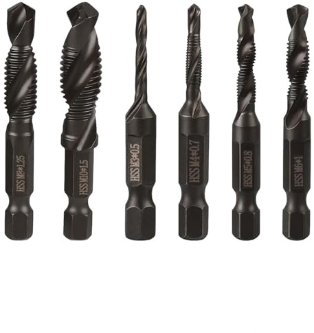 6-teiliges Kombi-Bohrer Und Gewindeschneider Set, Gewindebohrer Set M3 M4 M5 M6 M8 M10, Mit Rostschutzbeschichtung, Für Metall Und Holzprojekte, Werkstatt Und Industrielle Anwendungen