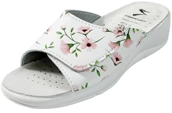 STRAPPO SOFT Sandali Donna Estivi con Zeppa Pantofole Ortopediche Anziani con Plantare in Suede Traspirante Ciabatte Fascia Regolabile Comode e Leggere Fiore Viola 40