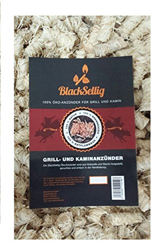 Blacksellig Anzündwolle – Umweltfreundlicher Feueranzünder für Kamin, Grill & Ofen | 100% natürliche Holzwolle, geruchsarm & ohne chemische Zusätze (0,8kg (ca. 50 Stück))