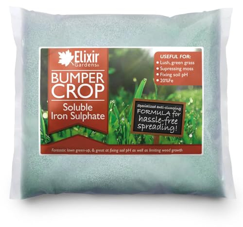 Elixir Gardens Bumper Crop Sulphate of Iron | From 200g to 25kg | Lawn Tonic, Turf Hardener & Grass Treatment | Soluble Ferrous Sulphate 20% | 5kg Re-Sealable Bag | Makes 400L of Liquid Feed