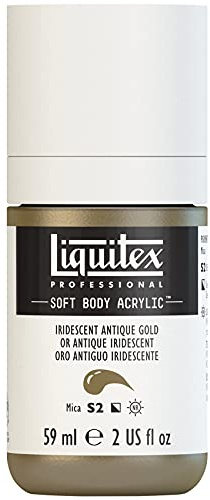 Liquitex 1959237 Professional Acrylic Paint Soft Body - Artist Paint in Creamy Opaque Consistency, High Pigmentation, Lightfast and Ageing Resistant, 59 ml Bottle - Iridescent Antique Gold