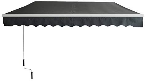 Aufun Gelenkarmmarkise Markise Gelenkmarkise Terrassenmarkise mit Handkurbel Breit Balkonmarkise inkl. Wandhalterung Sonnenschutz für Garten Terrasse Außen (250x200 cm, Dunkelgrau)