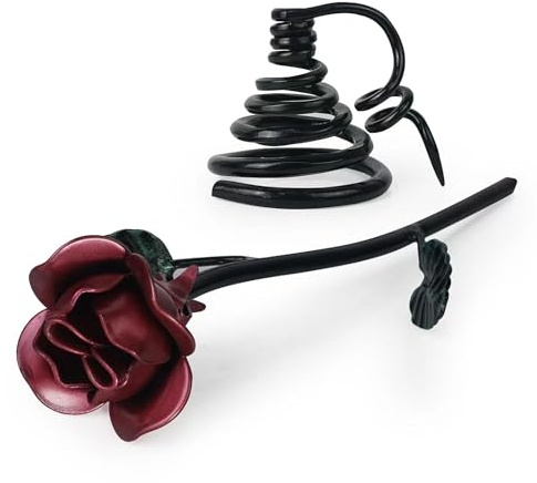 Aoneky Figura de Rosa Eterna de Hierro Con Base - Estilo Vintage Retro, Regalo Original para Novia Mujer Esposa Madre Aniversario Boda Cumpleaños San Valentín Navidad, Estatua Decoración en Hogar Casa