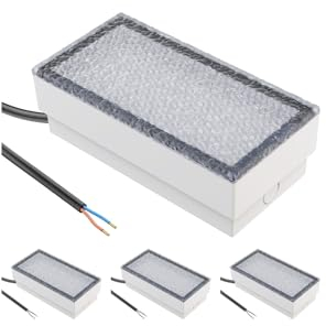 ledscom.de 4 Stück LED Pflasterstein Bodeneinbauleuchte CUS für außen, IP67, eckig, 20 x 10cm, 2,9 W, 228lm, kaltweiß