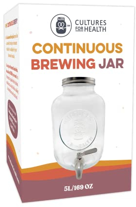 Cultures for Health Continuous Kombucha Brewing Jar with Spigot | 5 Liter Glass Jar with Spout for DIY Fermentation | Long Term Kombucha SCOBY Hotel Jar | Daily Kombucha Tea Probiotic Drink Dispenser