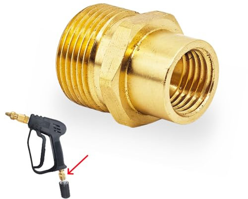 1 raccord de tuyau fileté M14 femelle vers M22 mâle en laiton haute pression pour nettoyeur haute pression Joint Rondelle Adaptateur de tuyau pour pistolet à eau de nettoyage de voiture