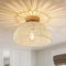 ELINKUME Deckenleuchte Wohnzimmer Rattan,E27 Deckenlampe Schlafzimmer mit Lampenschirm Rattan,Home Dekoration Deckenlampen Vintage Landhausstil,Schlafzimmer Lampe Decke,Deckenlampe Flur,Beige