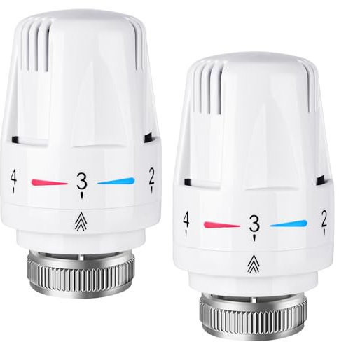 Flintronic 2 Stück Thermostat Heizung, M30 x 1.5 Heizkörperthermostat, Thermostatventilkopf, Thermostatkopf Heizkörperventil, Standardheizkör, Heizkörper Ersatzkopf, für Büro Zuhause