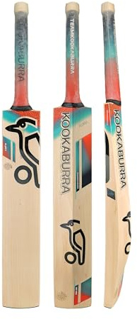 Kookaburra Aura Pro Cricket Bat, Short Handle, Coral/Blue