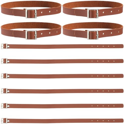 GORGECRAFT 10pz Tradizionale Scozzese Kilt Estensore Cinghie Collane 17x0.8 Pollici Bracciali Antiscivolo Maniche Supporti Staffa PU Pelle Polsino Cintura Pelle Tag Bagagli Cappotto Sella Marrone