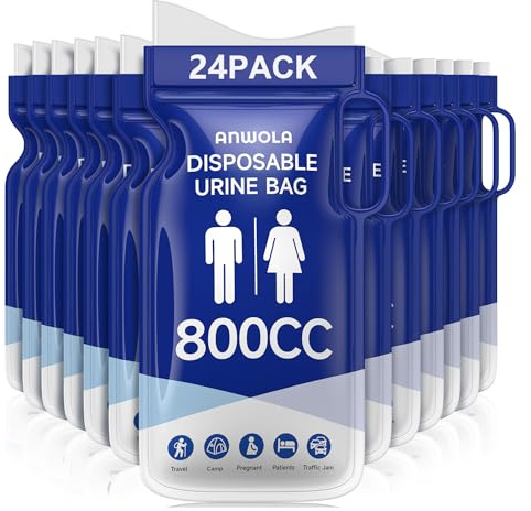 ANWOLA Portable Urinal for Men,Disposable Urine Bags with Handle,Emergency Toilet Pee Bags,Vomit Bag Travel Urinals for Men,Women,Pregnant,Patient,Kids,Travel,Car,Camping,Hiking (24, Blue)