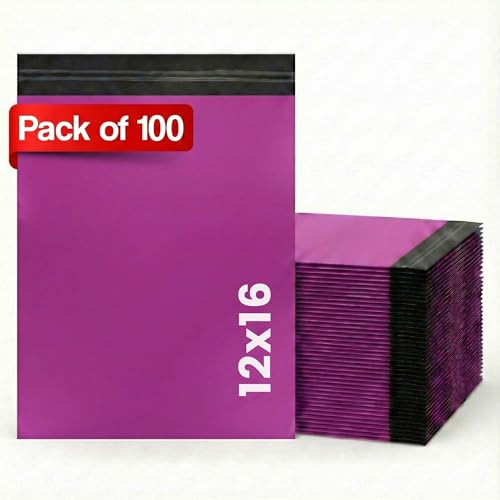 LIVERPOOL ENTERPRISES LTD 100 Pcs Pink Parcel Bags – Tamper-Proof Self-Seal Mailing & Postage Bag for Shipping, Packaging & Delivery - Size 12x16 Inches
