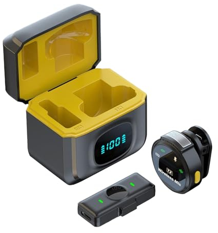 Microfono a clip, microfono magnetico a clip, durata della batteria 12 ore, cancellazione del rumore, altoparlante da bavero per social media, video, filmati, musica, canto, fotocamera