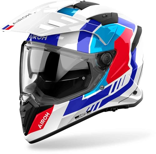 Airoh Bandit Horn Enduro-hjälm, weiß/blau/rot, M (57/58)