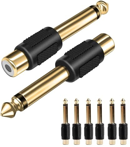 CanQuanSWZX 6 adattatori da jack a cinch, jack da 6,35 mm a jack RCA, connettori placcati in oro per una qualità del suono ottimale, ideale per cuffie, home teatro, fotocamere e molto altro ancora